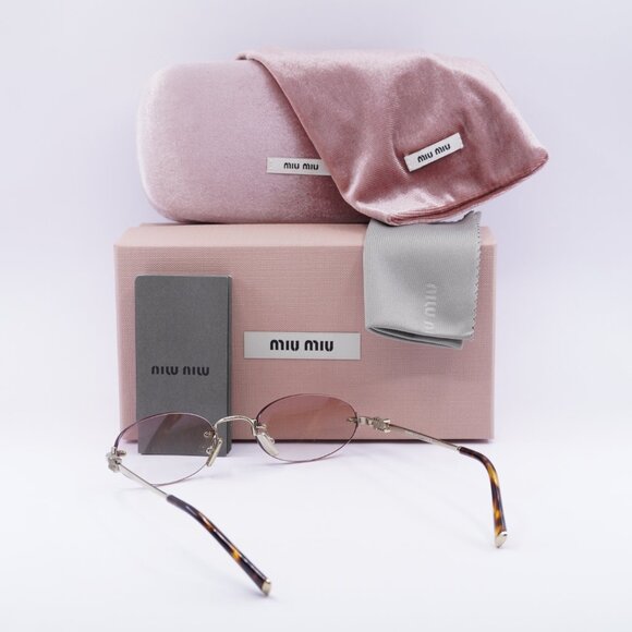 Miu Miu MUA54S ZVN70O Oval Sunglasses – Pale Gold / Clear to Pink main image 5